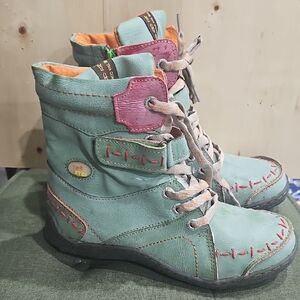 Women's Teal and Pink Ankle Boots